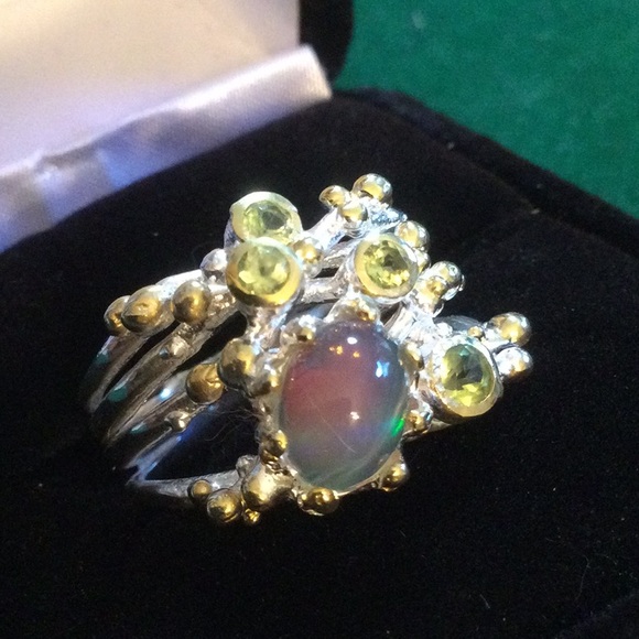 Surrealistic Genuine Firery Opal Ring - Picture 4 of 14